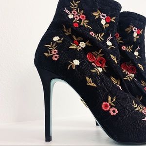 Lace/Floral Embroidered Betsey Johnson Sock Heels